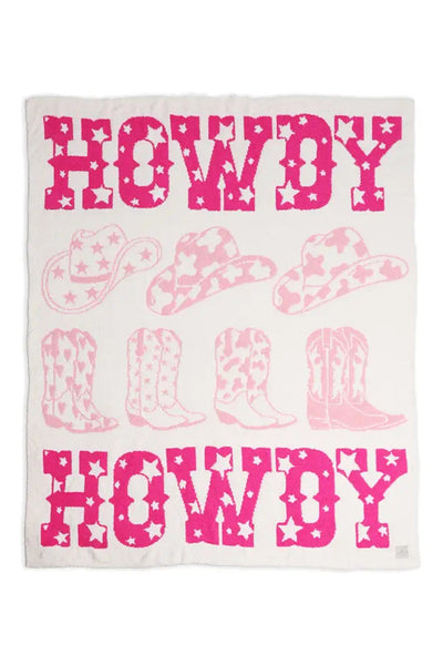 Women's Pink Western Sherpa Throw Blanket with Cowgirl Boot Motif