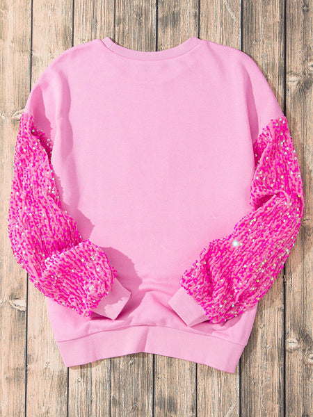 Pink Nutcracker Sequin Sleeve Christmas Sweatshirt