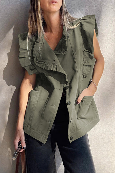 Stylish Women's Classic Blue Denim Vest Jacket - Versatile Casual Layer for Everyday Fashion and Layering Needs
