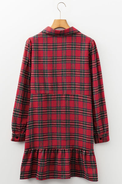 Stylish Women's Red Plaid Mini Dress - Casual Fit with Trendy Details for Effortless Everyday Style