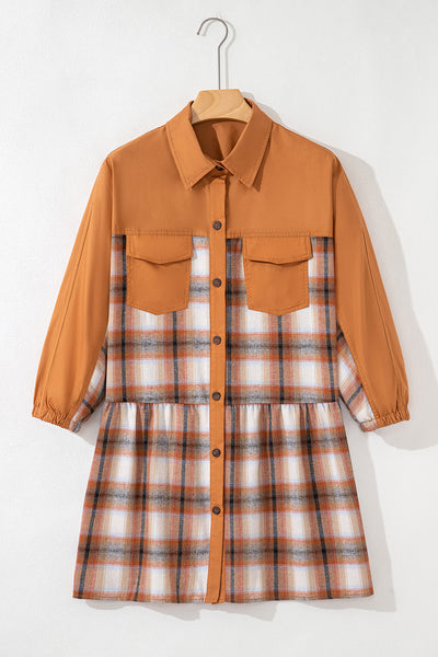 Stylish Women's Plaid Shirt Dress in Classic Colors - Flattering Fit for Casual Outings and Trendy Layering Options