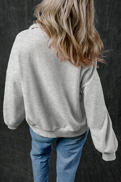 Cozy Women's Light Grey Zip-Up Sweatshirt with Stand Neck & Kangaroo Pocket - Perfect for Everyday Casual Style