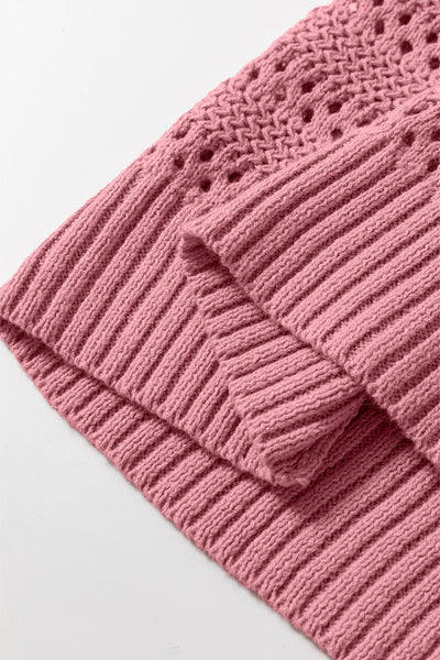 Cozy Women's Peach Blossom Pointelle Knit Hooded Sweater with Raglan Sleeves - Stylish Layering Essential for Fall