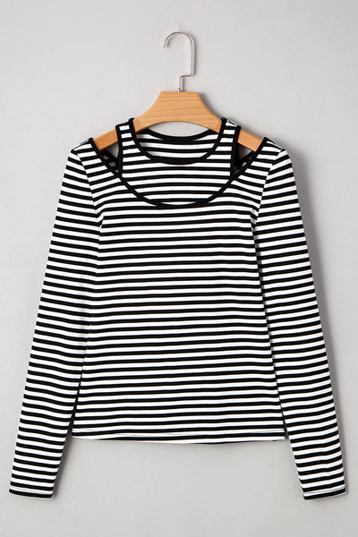 Chic Women's Striped Long Sleeve Top in Soft Fabric - Casual Everyday Style for Effortless Fashion in Trendy Colors