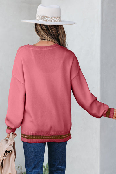 Boho-Chic Women's Western Graphic Sweater - Cozy Knit Top in Earthy Tones for Trendy Everyday Casual Style