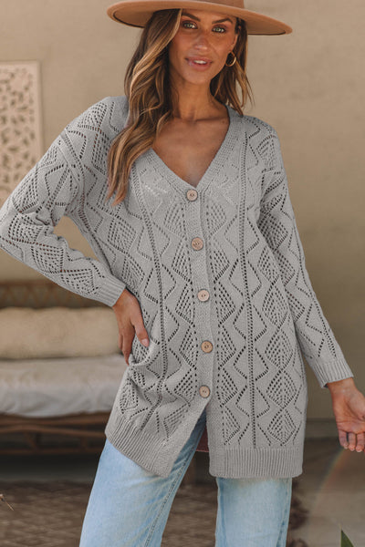 Chic Openwork Cardigan for Women - Lightweight Knit, Elegant Design, Perfect for Layering in Summer and Spring