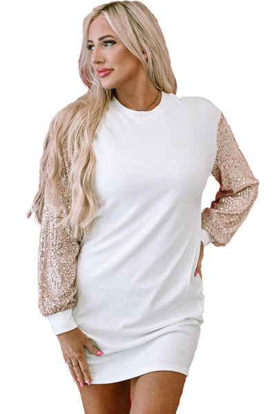 V Neck Irregular Mesh Panel Mini Dress