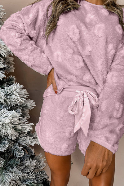 Cozy Women's Lavender Leopard Print Fleece Lounge Set - Relaxed Fit Two-Piece Outfit for Ultimate Comfort made for easy styling and wardrobe