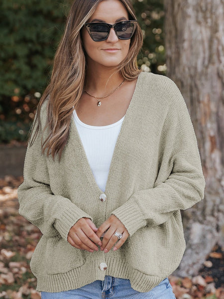 Women's V-Neck Button Cardigan