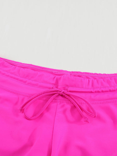 Women's Sunrise Neon Pink Swim Boardshorts with Drawstring
