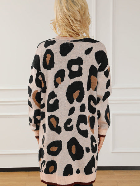 Leopard Print Knit Midi Cardigan