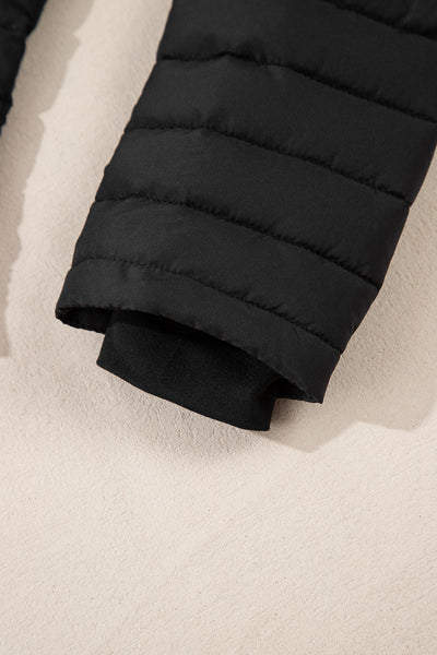 Cozy Women's Black Quilted Puffer Jacket - Stylish Zip-Up Winter Outerwear for Ultimate Warmth and Comfort