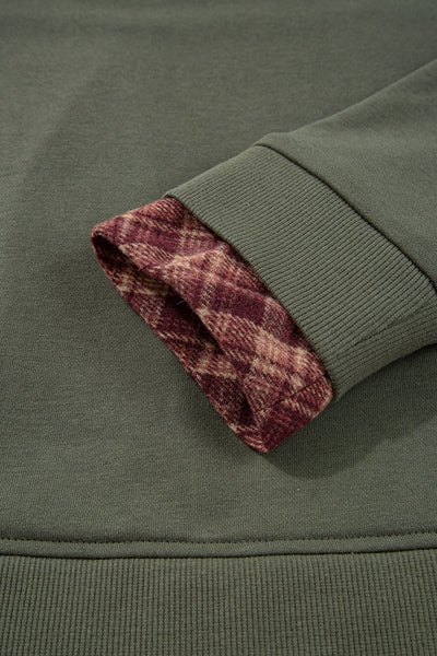 Cozy Women's Plaid Patchwork Sweatshirt in Vibrant Colors - Relaxed Fit Casual Top for Effortless Everyday Style