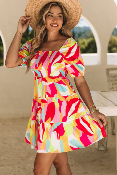 Comfortable Floral Print And Pockets Loose Fit Sleeveless Mini Dress - A-Line - Jewel