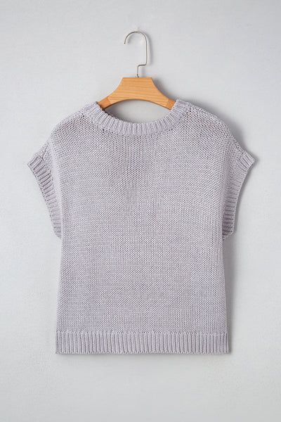 Lightweight Chic Women's Cap Sleeve Sweater in Soft Knit - Comfortable Everyday Layering Essential, Versatile Style