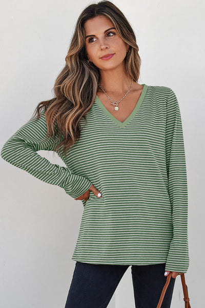 Casual Chic Women's Striped Long Sleeve Top in Lightweight Fabric - Ideal for Everyday Wear and Effortless Layering
