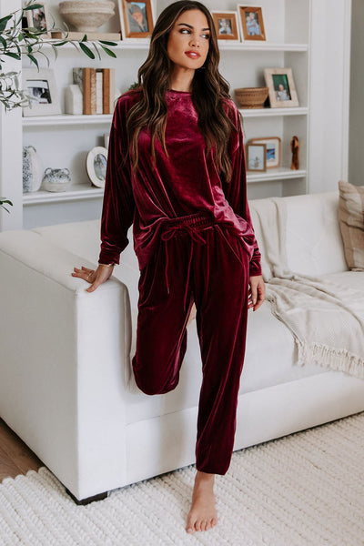 Velvet Red Lounge Set with Fiery Vibe