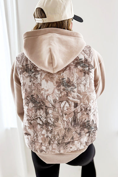 Stylish Women's Brown Leafy Abstract Puffer Vest - Warm, Comfortable Winter Outerwear for Effortless Layering made for easy styling and wardrobe