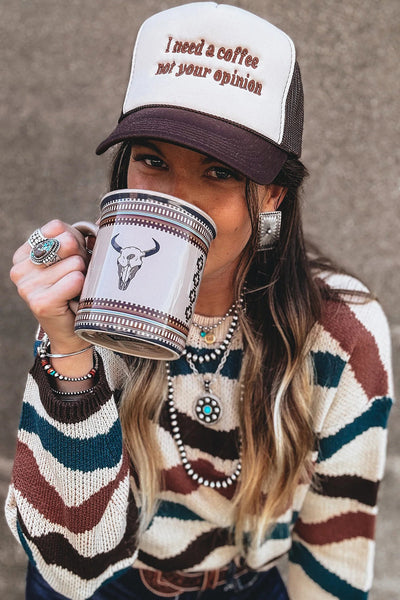 Trendy Women's Multicolor Retro Wave Knit Sweater Cozy Fitted Design for Casual Chic Style