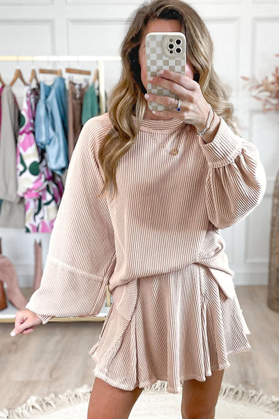 Stylish Women's Soft Ribbed 2-Piece Outfit Set - Comfortable Casual Top and Pants for Trendy Everyday Wear