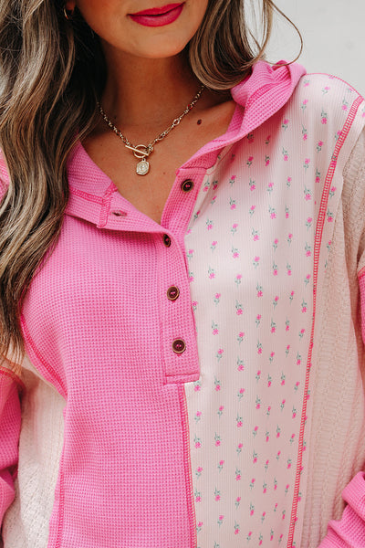 Cozy Women's Floral Patchwork Hoodie - Stylish Casual Pullover Sweatshirt for Effortless Everyday Wear