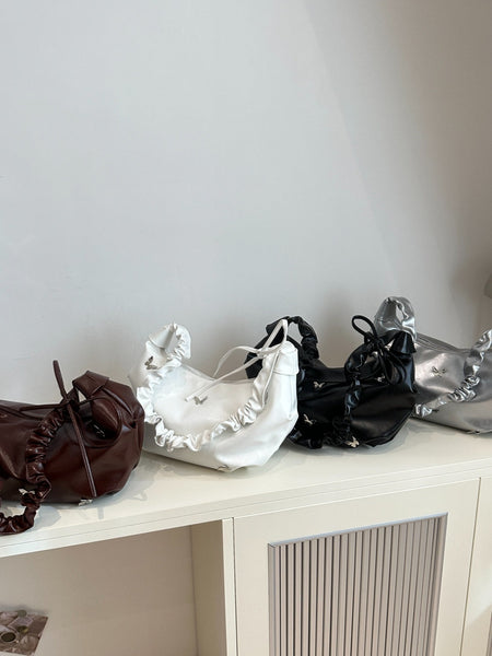 Butterfly Ruched Strap Shoulder Bag
