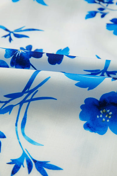 Stylish Women's Short Sleeve Blue Floral Blouse - Flattering Fit for Spring & Summer Casual Outings