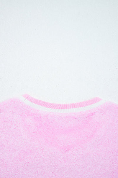 Women's Sachet Pink Chenille MERRY Sequin Graphic Pullover