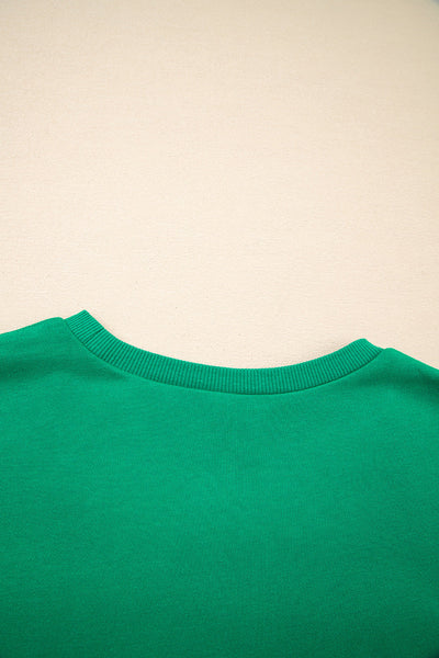 Women's Sea Green "Holly Jolly" Holiday Sweatshirt - Embroidered Towel Design, Cozy Comfort Fit for Festive Style