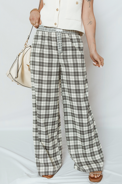 Trendy Women's Plaid Wide Leg Pants in Vibrant Colors - Flattering Fit for Chic Casual & Office Style