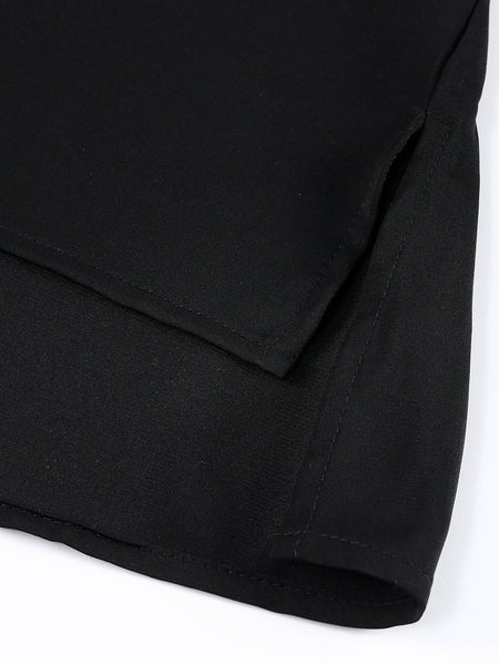 Satin Commute Solid Color V Neck Long Sleeved Blouse