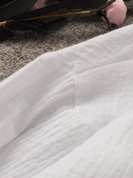 Cotton Linen Button Sleeve Blouse with Balloon Sleeves