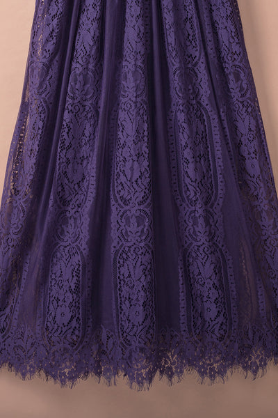 Women's Floral Crochet Lace V-Neck Midi Dress with Bell Sleeves