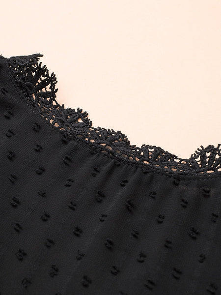 Chic Lace Panel Long Sleeve Blouse