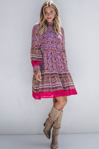 Elegant Floral Puff Sleeve Dress for Women - Comfortable Summer Style, Ideal for Parties and Casual Outings