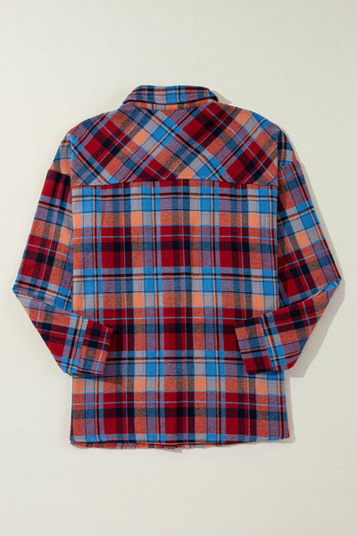 Casual Women's Vintage Red Plaid Shirt - Loose Fit, Stylish Design, Perfect for Everyday Outings and Relaxed Looks