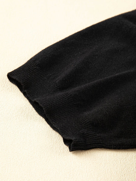 Sparkling Black Glitter Tinsel Cheers Plus Size Short Sleeve Sweater