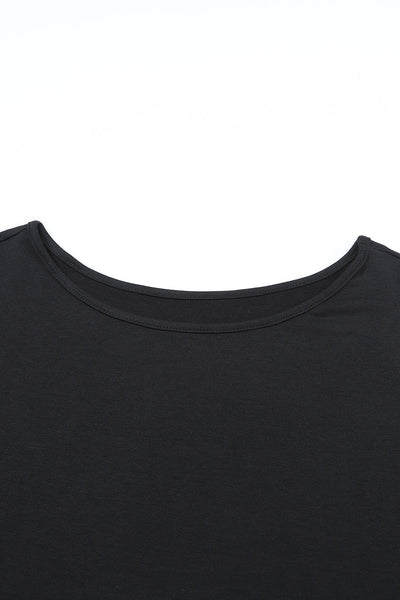 Stylish Women's Black Asymmetrical Long Sleeve Top with Cut-Outs and Button Detail - Trendy Fit for Every Occasion