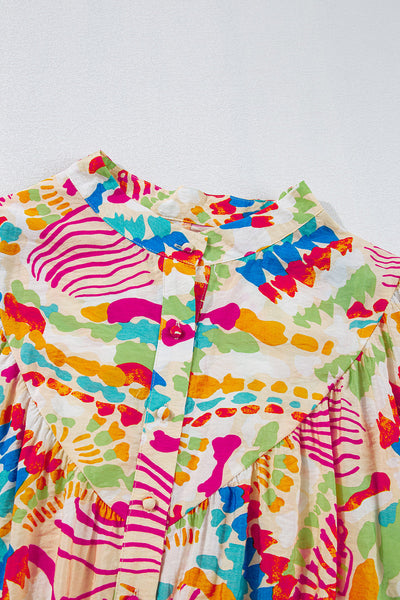 Trendy Women's Orange Oversized High-Low Shirt with Abstract Print - Comfortable Fashion for Everyday Style