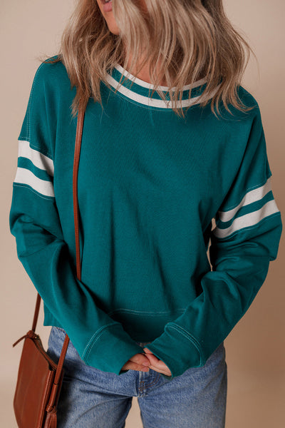Cozy Women's Striped Sweatshirt in Soft Cotton Blend, Relaxed Fit for Effortless Casual Style and Everyday Comfort