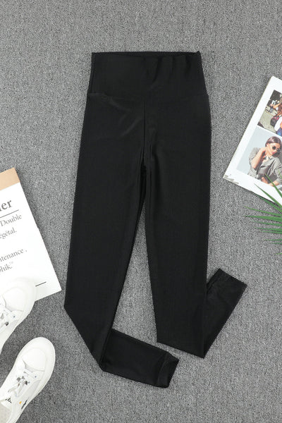 Stylish Women's High-Rise Black Leggings with Waist Cincher - Sculpting Comfort Fit for Everyday Wear