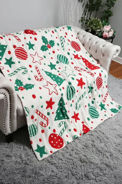 Women's Festive Sherpa Holiday Throw Blanket in Winter White