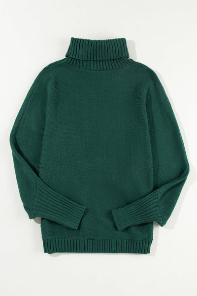 Women's Cozy Blackish Green Merry Letter High Neck Sweater - Stylish Fit for Casual Outings and Everyday Wear made for easy styling and wardrobe