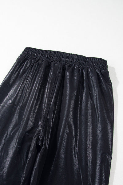 Women's Black Pebble Joggers - Stylish Elastic Waist Activewear with Pockets for All-Day Comfort and Versatile Wear