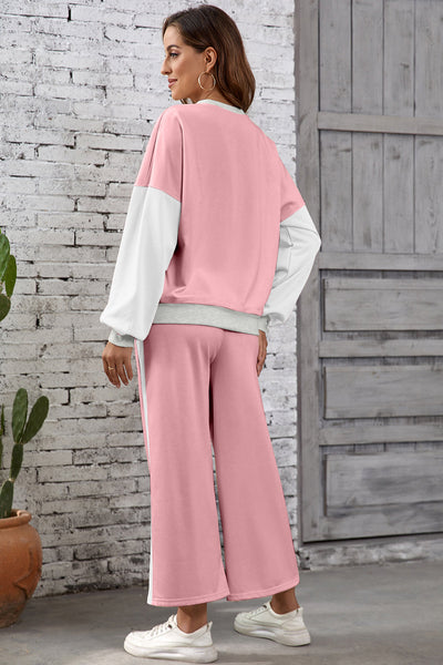 Trendy Women's Color Block Pant Set - Stylish Two-Piece Outfit for Casual Wear, Comfortable Fit & Modern Design