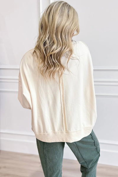 Women's Beige Autumn Patchwork Letter Pullover Sweatshirt