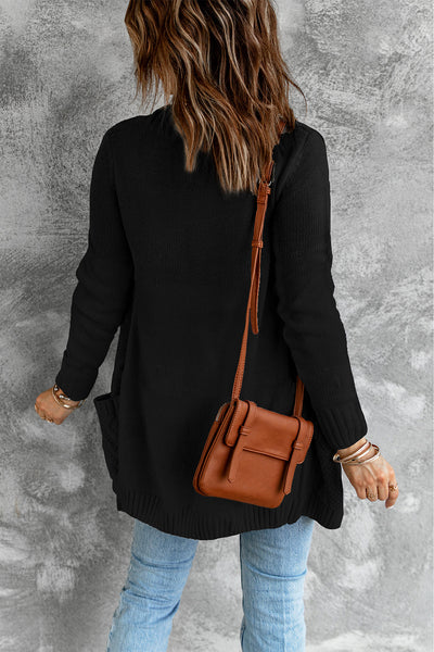 Stylish Black Cardigan for Women with Pockets and Button Closure - Versatile Layering Essential for Any Occasion
