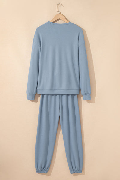 Cozy Women's Ribbed Two-Piece Pant Set - Stylish and Comfortable Outfit for Casual Days and Relaxed Gatherings