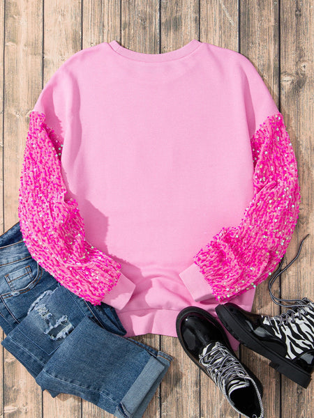 Pink Nutcracker Sequin Sleeve Christmas Sweatshirt