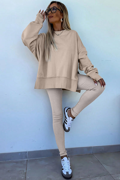 Chic Women's Oversized Sweatshirt and Leggings Set in Cozy Fabric Perfect for Casual Comfort and Stylish Lounging